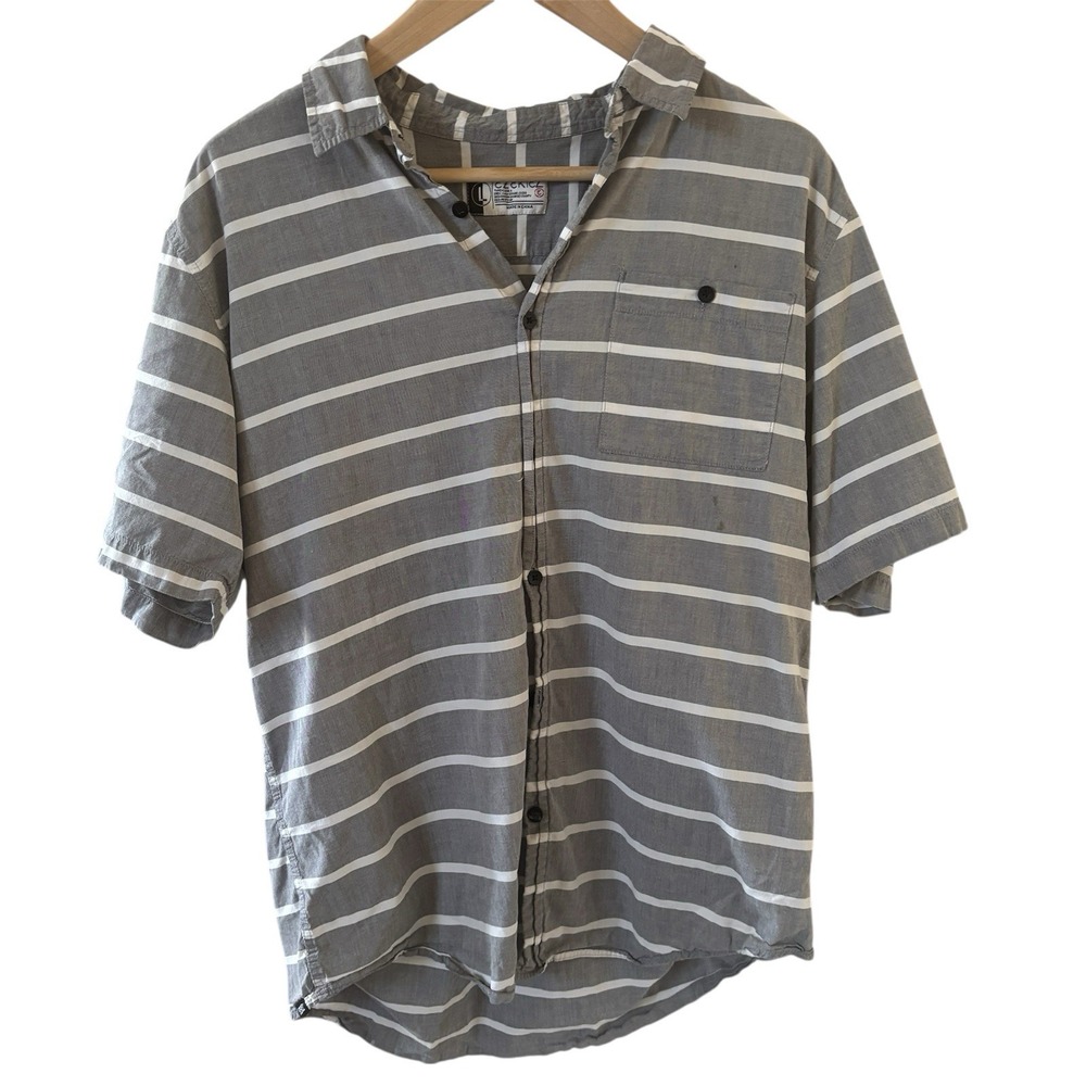 Ezekiel Mens Shirt Size Large Grey Striped Preppy Beach Casual Golf Travel Work‎